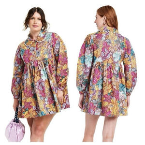 Kika Vargas x Target Anemone Floral Mini Babydoll Dress Sz Medium NWT